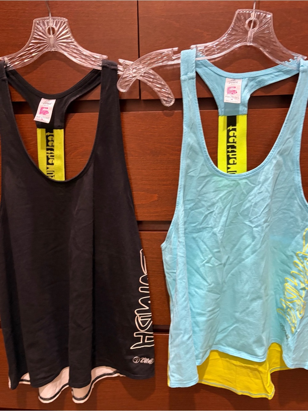 New Vintage Zumba Fitness Racerback Tank - Black & Light Blue